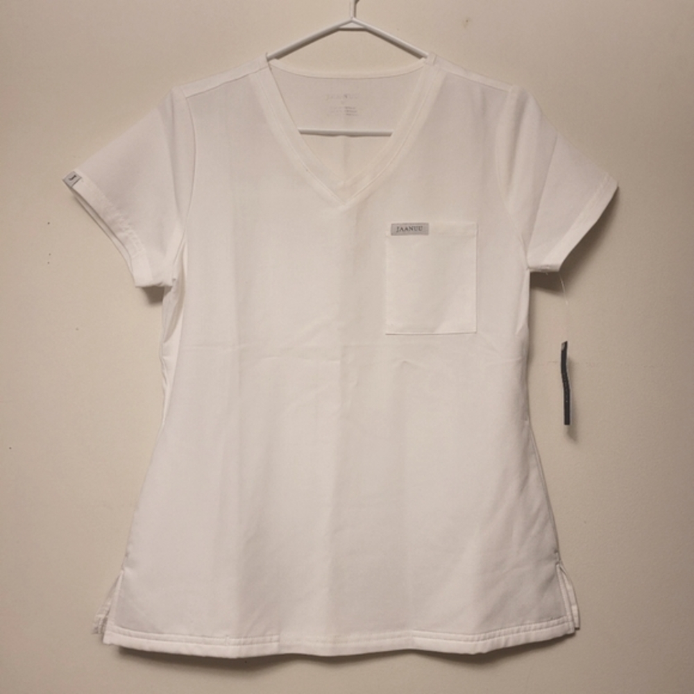 NWT Jaanuu 3-pocket scrub top,White,‎ Limited edition,S